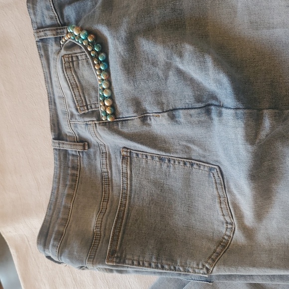 Boston Proper embellished pearl ankle Sz. 12 Blue Jeans NWT - Picture 2 of 11